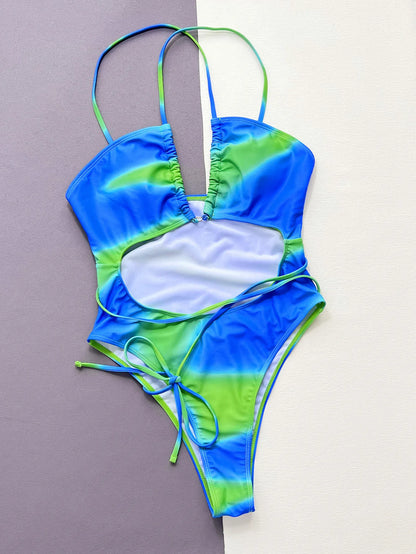 Sexy Green Gradient One Piece Swimsuit - beachblom