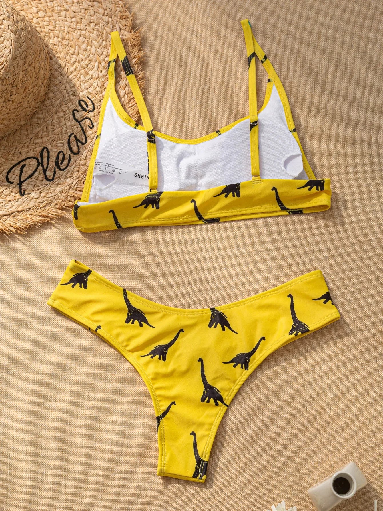 Yellow Dragon Print 2 Piece Swimwear - beachblom