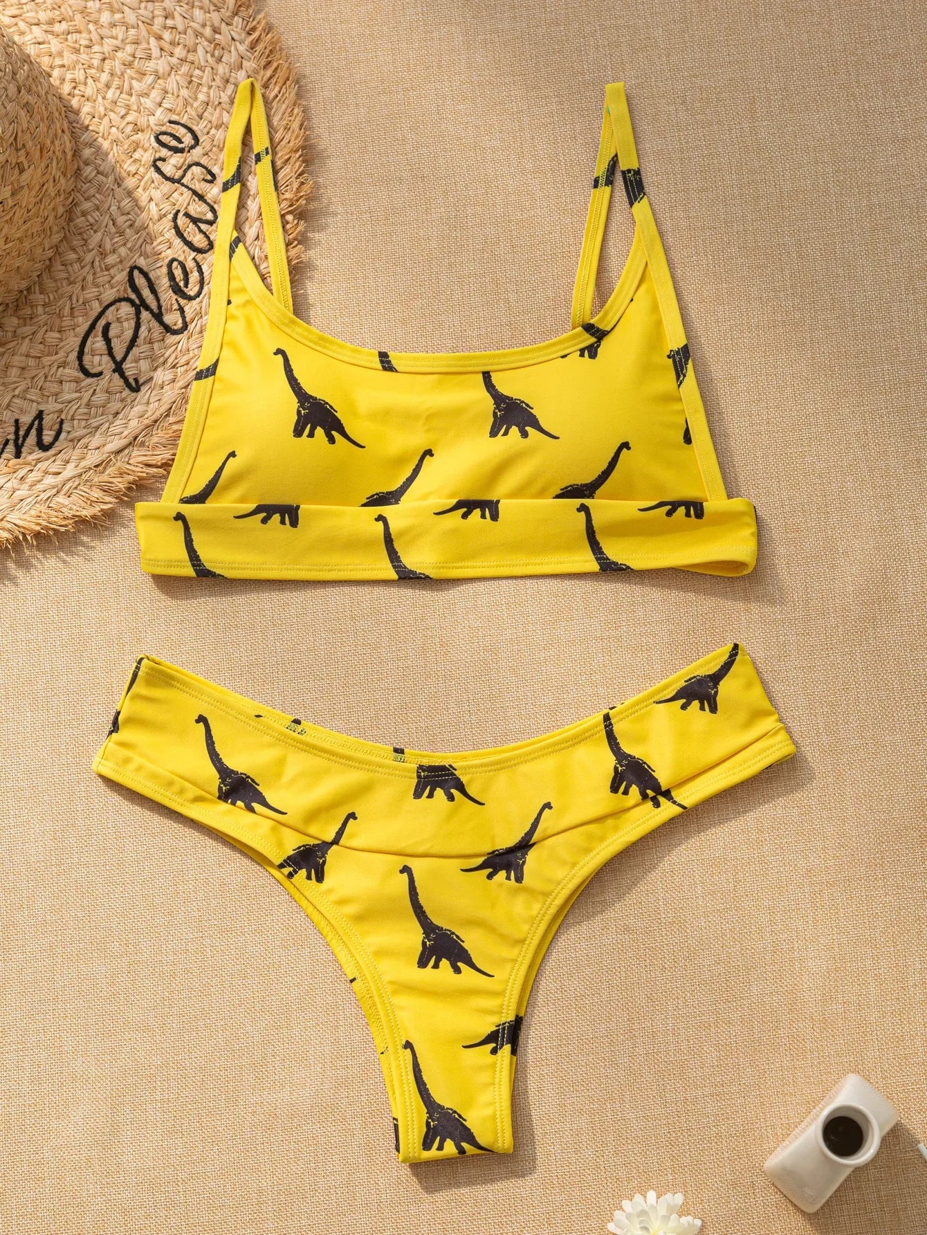 Yellow Dragon Print 2 Piece Swimwear - beachblom